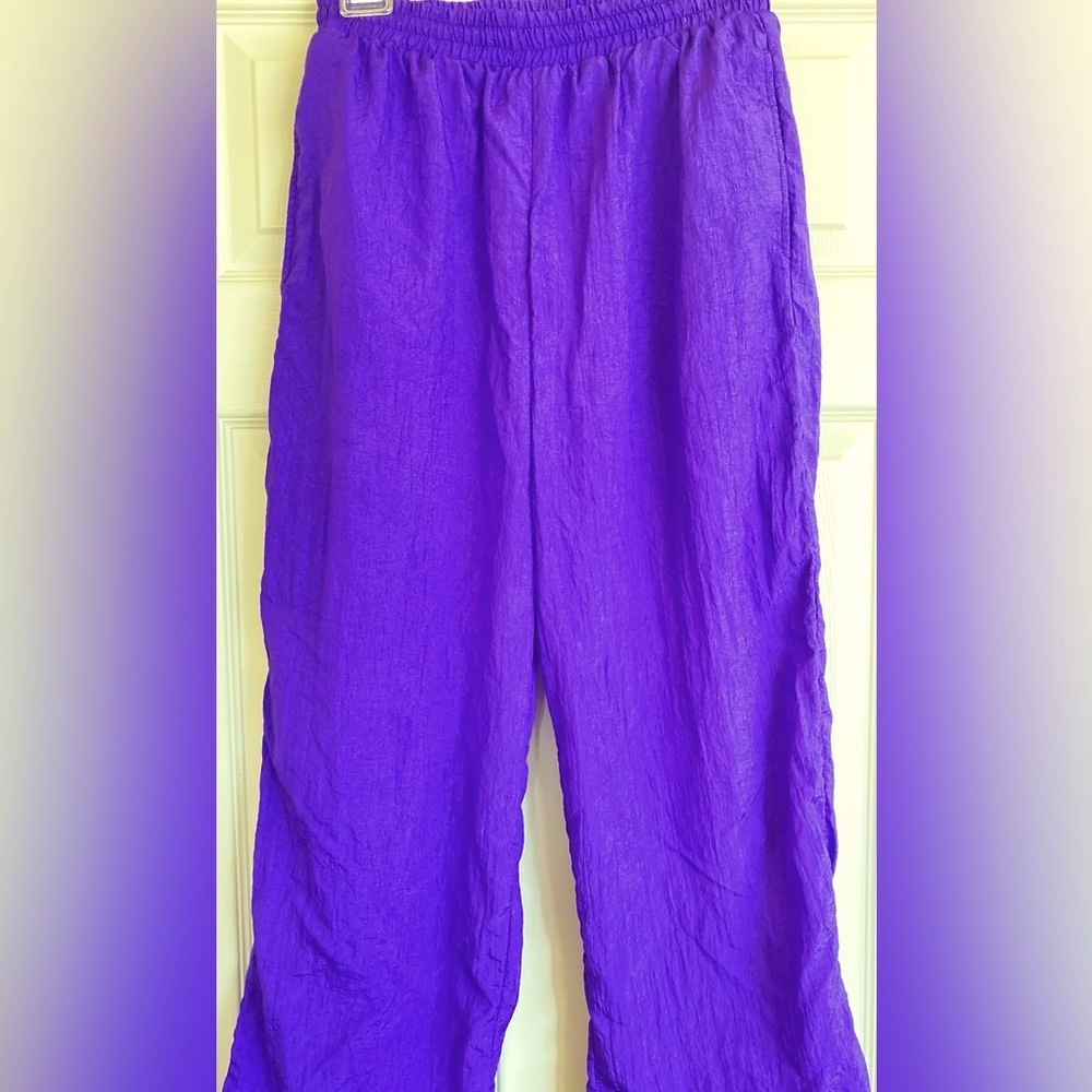 Purple pants vintage track style pants pull on purple nylon pants vintage pants